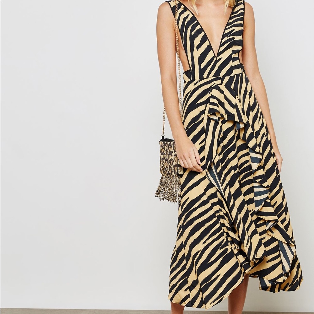Topshop Zebra Striped Maxi Pinafore Dress